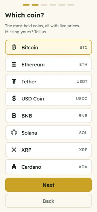 12 coins with live prices
